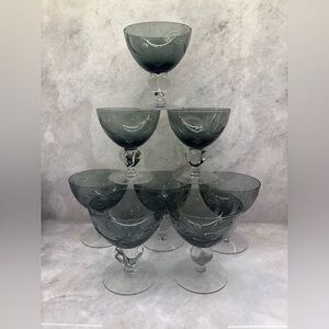 ✨Seneca Charcoal (Smoke) Champagne or Sherbet Glass Set of 8✨